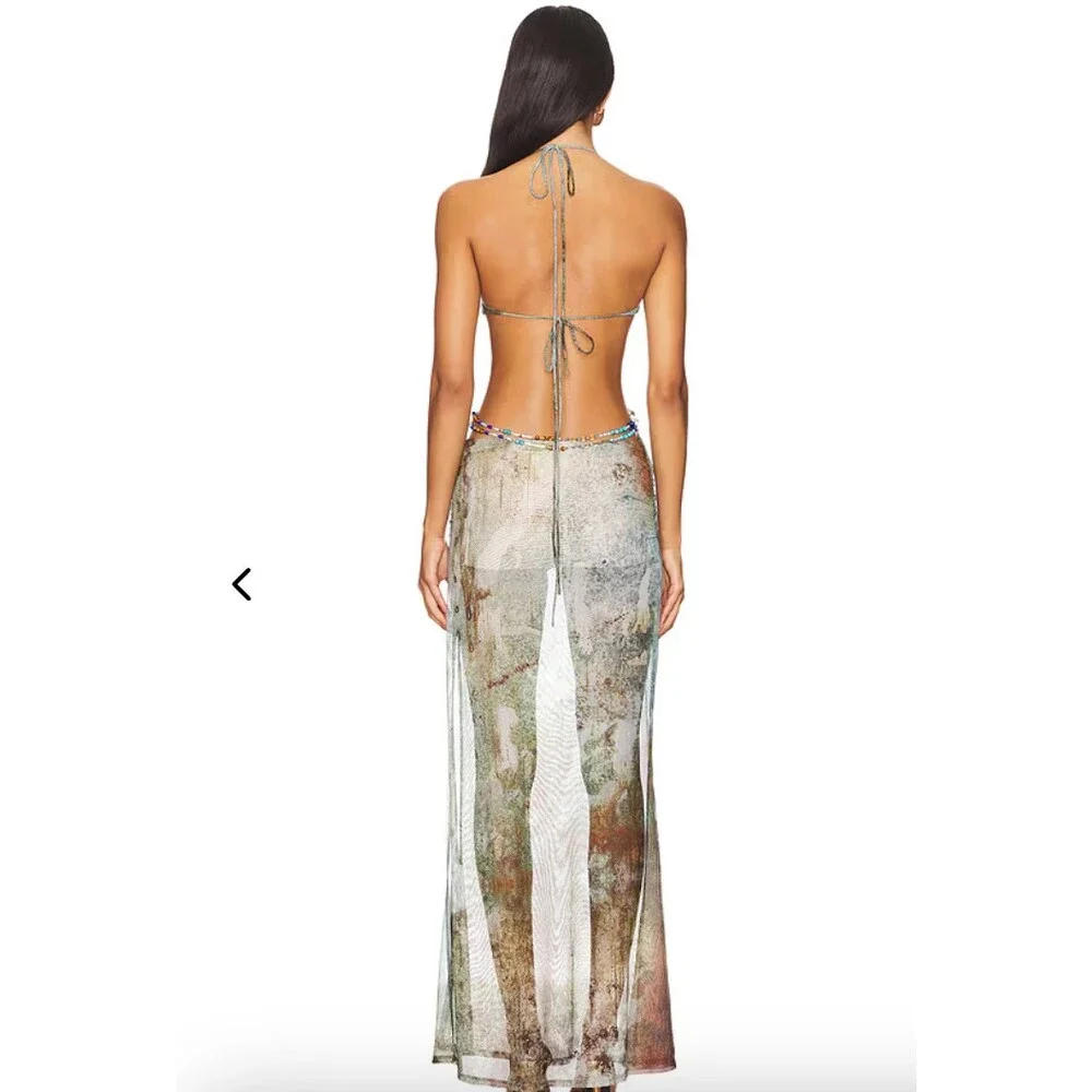 Jaded London NWT Vida Backless Maxi Dress With Shell Trim Size Small - Picture 3 of 10